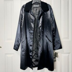 Jane Post NYC Satin Sherpa Longline Jacket, NWT, Size S‎